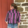 Rock & Roll Ladies Pink & Blue Striped Tek Ripstop Snap Shirt BWN2S08684