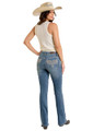 Rock & Roll Ladies Mid Rise Aztec Embroidered Bootcut Jeans BW4MD06378