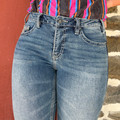 Rock & Roll Ladies Mid Rise Aztec Embroidered Bootcut Jeans BW4MD06378