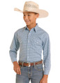 Panhandle Boy‘s Long Sleeve Blue Two Pocket Snap Shirt RBN2S08913