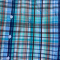 Panhandle Men‘s Turquoise Plaid Short Sleeve One Pocket Button Shirt RMB3S08918