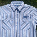 Panhandle Men's Short Sleeve Sky Blue Stripe Two Pocket Snap Shirt  RMN3S08925