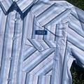 Panhandle Men's Short Sleeve Sky Blue Stripe Two Pocket Snap Shirt  RMN3S08925