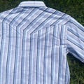 Panhandle Men's Short Sleeve Sky Blue Stripe Two Pocket Snap Shirt  RMN3S08925