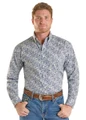 Panhandle Men’s Long Sleeve Blue Paisley One Pocket Button Shirt SMB2S08968