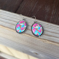 Cotton Candy Rope Border Oval Dangle Earrings AE9062-SBCC
