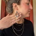 Faux Navajo & White Pearl Teardrop Dangle Earrings AE9171-SBPL