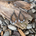 Faux Navajo & White Pearl Teardrop Dangle Earrings AE9171-SBPL