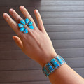 Turquoise Rope Border Rectangle Stretch Bracelet BB04182-SBTQ