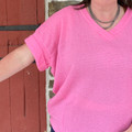 Andree Ladies Pink V Neck Crochet Knit Poncho Top MHS97-P