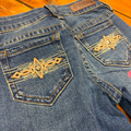 Rock & Roll Girl's Medium Wash Pleather Embroidered Bootcut Jeans BG4MD09173