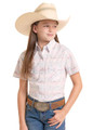Panhandle Girl's Pink Aztec Print Short Sleeve Snap Shirt RGN3S08949