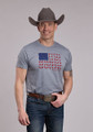 Roper Unisex Grey Bronc Rider Flag Graphic Tee 03-076-0185-0120-GY