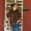 2 Fly Co Ladies Chocolate Stitched Puff Sleeve Blouse 2FLY-CSPS