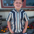 Hooey Boy's "Sol" Whitecap Red and Blue Short Sleeve Snap Shirt HT2621NVST-Y