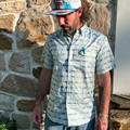 Hooey Men's Blue Fish Short Sleeve Snap Shirt HT2621LTBL