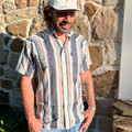 Hooey Men's "Sol" Red and Blue Striped Short Sleeve Snap Shirt HT2621NVST