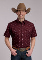 Roper Men's Wine Skull Short Sleeve Button Shirt 03-002-0064-1303-WI