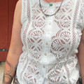 Panhandle Ladies White Lace Insert Sleeveless Tank LWN0S08836