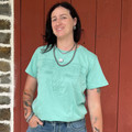 Panhandle Women's Light Turquoise Embossed Skull Tee LW21T08843