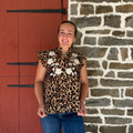 Ladies Leopard And Floral Ruffle Sleeve Blouse IT19123