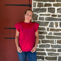 Ladies Red Satin Pleated Ruffle Top TO1230-RED