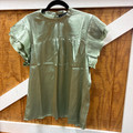 Ladies Sage Satin Pleated Ruffle Top TO1230-SAG