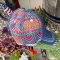 Catchfly Blue Aztec Ponytail Hat 23204HB11