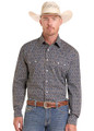 Panhandle Men's Indigo Cactus Print Long Sleeve Snap Shirt PMN2S08907