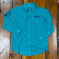 Panhandle Boy's Turquoise Printed Long Sleeve Snap Shirt RBN2S08919