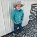 Panhandle Boy's Turquoise Printed Long Sleeve Snap Shirt RBN2S08919