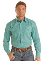 Panhandle Men's Turquoise Printed Long Sleeve Snap Shirt RMN2S08919