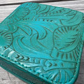 Justin Turquoise Floral Tooled Jewelry Box