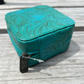 Justin Turquoise Floral Tooled Jewelry Box
