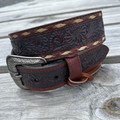 Red Dirt Hat Co. Floral Tooled Laced Edge Leather Belt 24069BE8