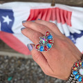 Western Patriotic Half Concho Stretch Ring AR0754-SBTQ