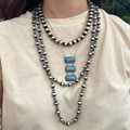 Triple Bar Faux Turquoise 18" Necklace