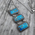 Triple Bar Faux Turquoise 18" Necklace