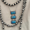 Triple Bar Faux Turquoise 18" Necklace