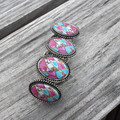 Faux Cotton Candy Oval Stretch Bracelet