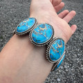 Faux Turquoise Oval Stretch Bracelet