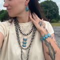 Faux Turquoise Oval Stretch Bracelet