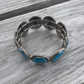 Faux Turquoise Oval Stretch Bracelet
