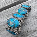Faux Turquoise Oval Stretch Bracelet