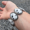 Faux White Buffalo Oval Stretch Bracelet