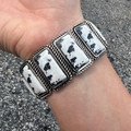 Faux White Buffalo Rectangle Stretch Bracelet