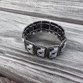 Faux White Buffalo Rectangle Stretch Bracelet