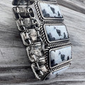 Faux White Buffalo Rectangle Stretch Bracelet