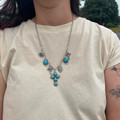 Faux Turquoise Cross Charm Necklace
