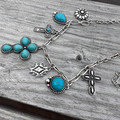 Faux Turquoise Cross Charm Necklace